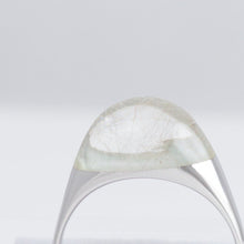 Load image into Gallery viewer, Mini rock round silver rutilated quartz ring - silver