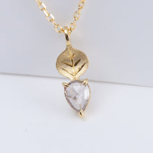 Load image into Gallery viewer, Leaf one-of-a-kind pear champagne diamond necklace