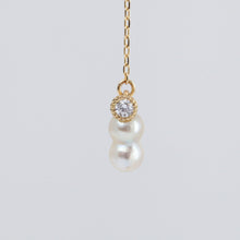 Load image into Gallery viewer, Baby Akoya pearl twin pearl diamond drop earrings