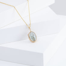 Load image into Gallery viewer, Gallery oval moss aquamarine necklace B