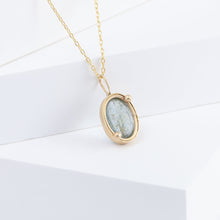 Load image into Gallery viewer, Gallery oval moss aquamarine necklace B