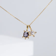 Load image into Gallery viewer, Tiny purple oval spinel and diamond necklace