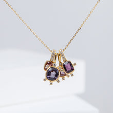Load image into Gallery viewer, Tiny purple oval spinel and diamond necklace