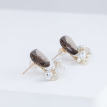 Load image into Gallery viewer, Fairy smoky quartz and mixed white stones earrings
