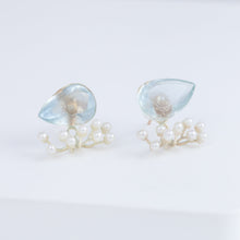 Load image into Gallery viewer, Fairy pear aquamarine and pearl earrings