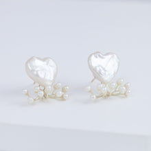 Load image into Gallery viewer, Fairy heart pearl and pearl earrings