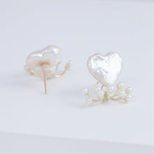 Load image into Gallery viewer, Fairy heart pearl and pearl earrings