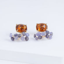 Load image into Gallery viewer, Fairy prong hessonite garnet and mixed stone earrings