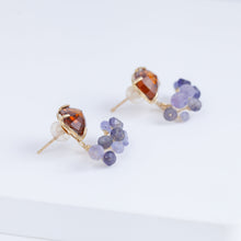Load image into Gallery viewer, Fairy prong hessonite garnet and mixed stone earrings