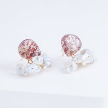 Load image into Gallery viewer, Fairy pear lepidocrocite in quartz and mixed pearl earrings