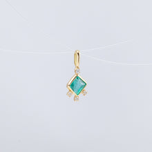 Load image into Gallery viewer, Tiny square emerald and diamond necklace