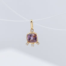 Load image into Gallery viewer, Tiny purple square spinel and diamond necklace