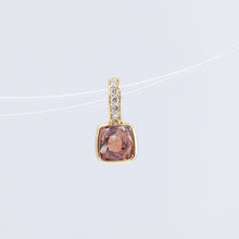 Load image into Gallery viewer, Tiny red square spinel necklace (with diamond bail)