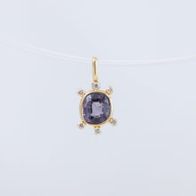 Load image into Gallery viewer, Tiny purple oval spinel and diamond necklace