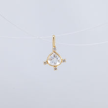 Load image into Gallery viewer, Tiny pear rainbow moonstone and diamond necklace