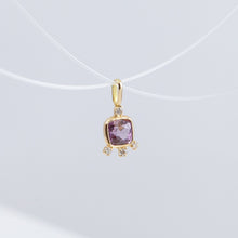 Load image into Gallery viewer, Tiny purple square spinel and diamond necklace