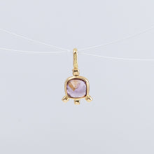 Load image into Gallery viewer, Tiny purple square spinel and diamond necklace