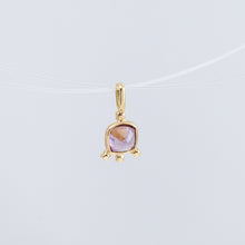 Load image into Gallery viewer, Tiny purple square spinel and diamond necklace