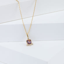 Load image into Gallery viewer, Tiny purple square spinel and diamond necklace