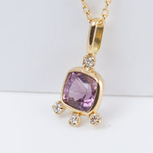 Load image into Gallery viewer, Tiny purple square spinel and diamond necklace