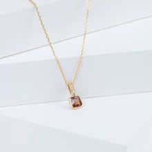Load image into Gallery viewer, Tiny red square spinel necklace (with diamond bail)
