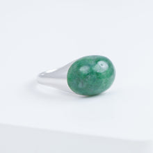Load image into Gallery viewer, Mini rock round jade ring - silver