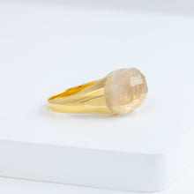 Load image into Gallery viewer, Mini rock faceted round rutilated quartz ring
