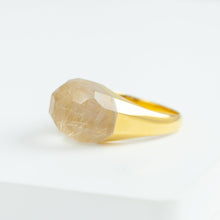 Load image into Gallery viewer, Mini rock faceted round rutilated quartz ring