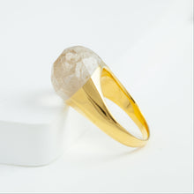 Load image into Gallery viewer, Mini rock faceted round rutilated quartz ring
