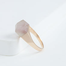 Load image into Gallery viewer, Mini rock crystal lithium in quartz ring - rose gold plated silver