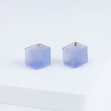 Load image into Gallery viewer, Cube blue chalcedony earrings