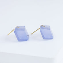 Load image into Gallery viewer, Cube blue chalcedony earrings