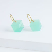 Load image into Gallery viewer, Cube chrysoprase drop earring - limited edition