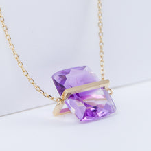 Load image into Gallery viewer, Band one-of-a-kind bi-color amethyst necklace