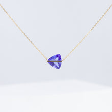 Load image into Gallery viewer, Band one-of-a-kind trillion cut tanzanite necklace