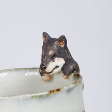 Load image into Gallery viewer, Yukurite - Ceramic sake cup with black shiba