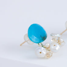 Load image into Gallery viewer, Fairy turquoise and mixed white stone earrings