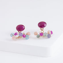 Load image into Gallery viewer, Fairy ruby and mixed pastel stones earrings (facet-ruby)