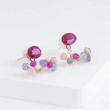 Load image into Gallery viewer, Fairy ruby and mixed pastel stones earrings (facet-ruby)
