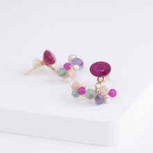 Load image into Gallery viewer, Fairy ruby and mixed pastel stones earrings (facet-ruby)