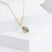 Load image into Gallery viewer, Gallery oval moss aquamarine necklace