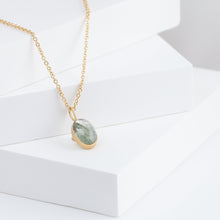 Load image into Gallery viewer, Gallery oval moss aquamarine necklace