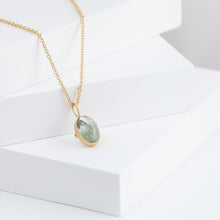 Load image into Gallery viewer, Gallery oval moss aquamarine necklace