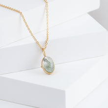 Load image into Gallery viewer, Gallery oval moss aquamarine necklace