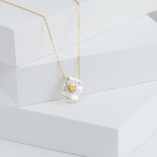 Load image into Gallery viewer, Smiley on pearl with diamonds necklace