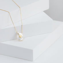 Load image into Gallery viewer, Smiley on pearl with diamonds necklace