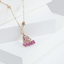 Load image into Gallery viewer, Fairy lepidocrocite in quartz and pink sapphire pendant