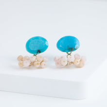 Load image into Gallery viewer, Fairy turquoise and pink opal earrings