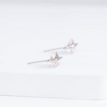 Load image into Gallery viewer, Band one-of-a-kind platinum iridescent morganite studs