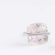 Load image into Gallery viewer, Band one-of-a-kind platinum iridescent morganite studs